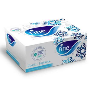 Fine, Sterilized, Facial Tissues, Classic Popup Euphoria Calligraphy, 150x2 Ply White Tissues, Single Pack