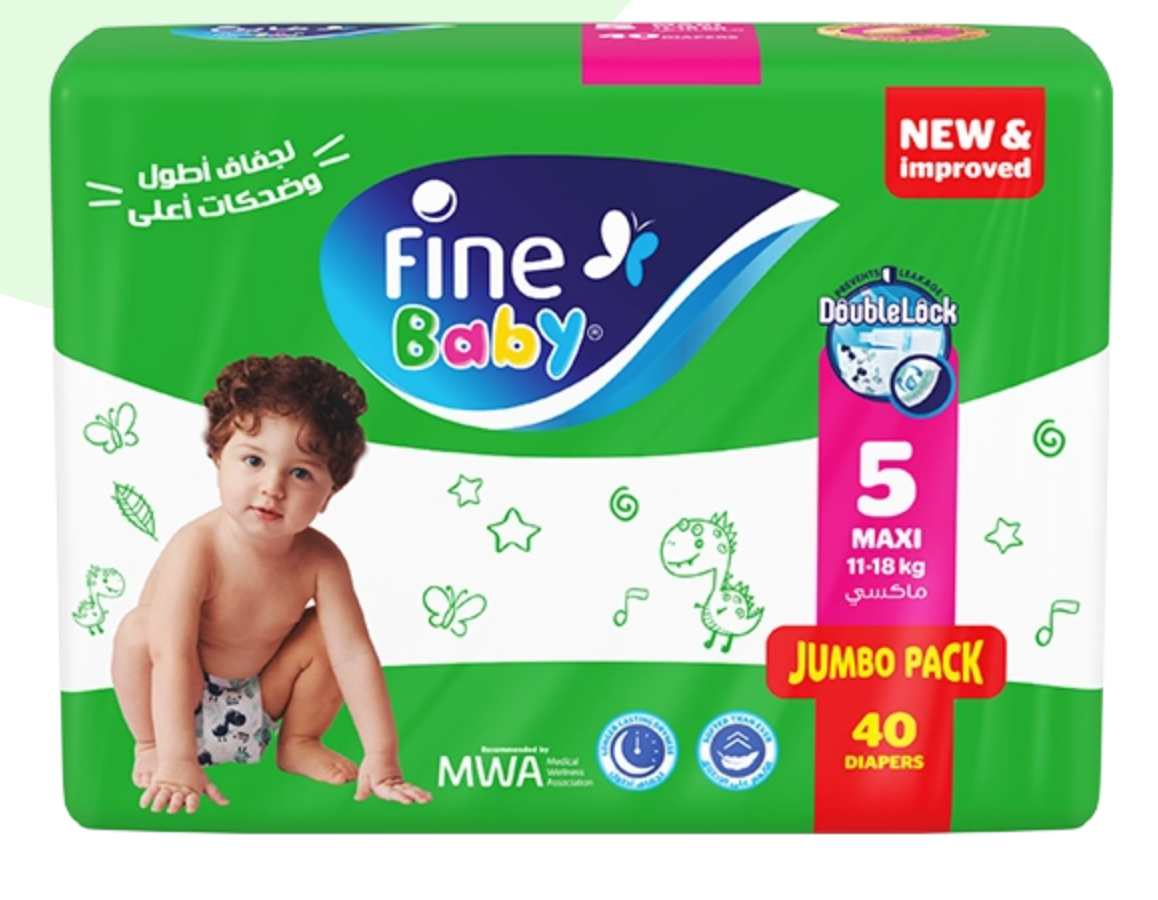 Fine Baby Diaper Size, 5, Jumbo Pack